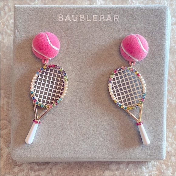 BaubleBar Jewelry - BaubleBar Tennis Racket Gem Earrings - Sold Out - Rare Find